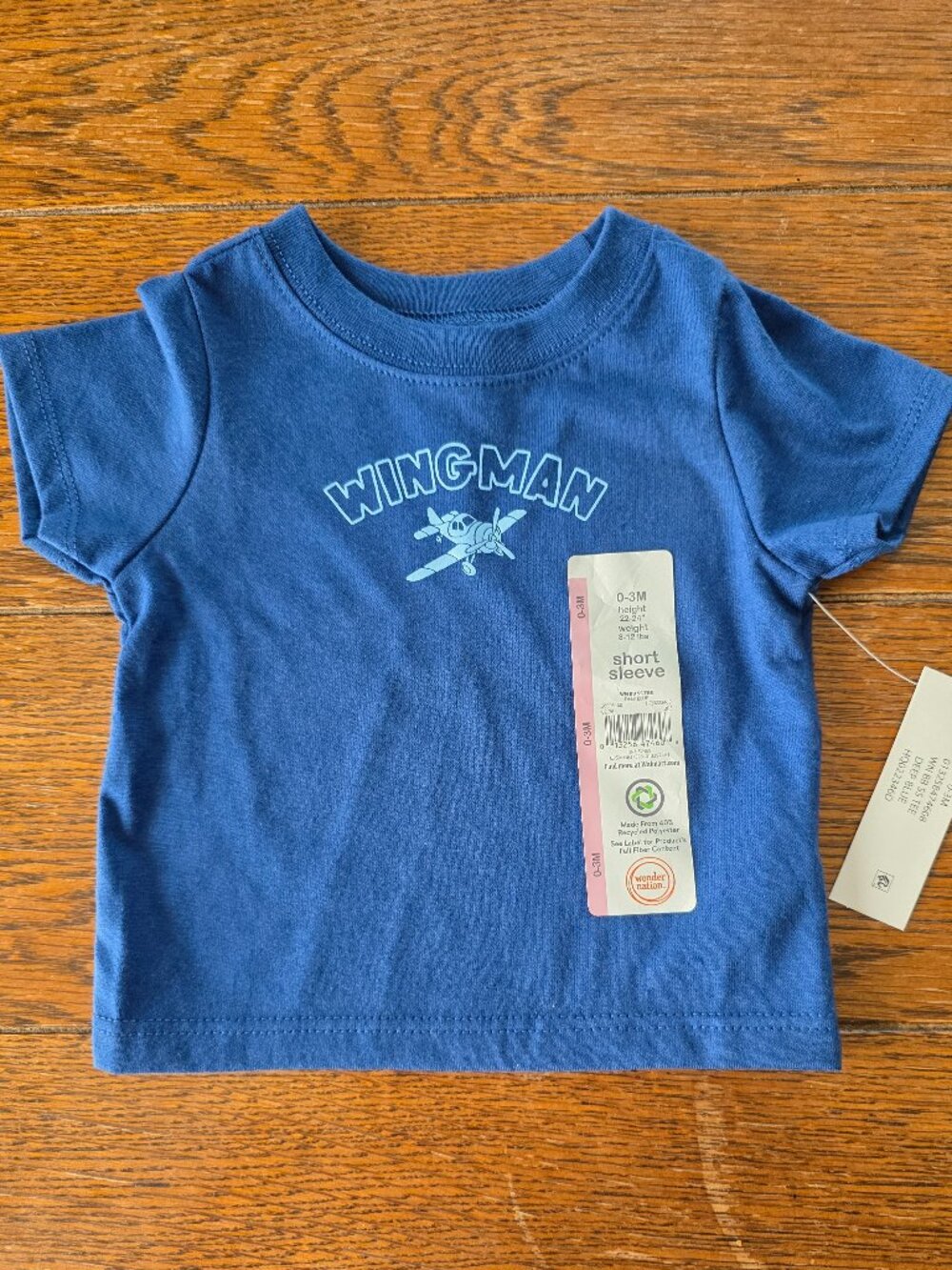 Wonder Nation Blue Wingman Airplane T-Shirt Size 0-3M ~ NWT